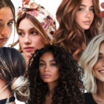 A collage of six women with various hairstyles, showcasing Summer 2025 hair trends at Avalon Salons in Dallas, including curly, wavy, straight, updos, and blonde, brunette, and highlighted hair—all looking in different directions.